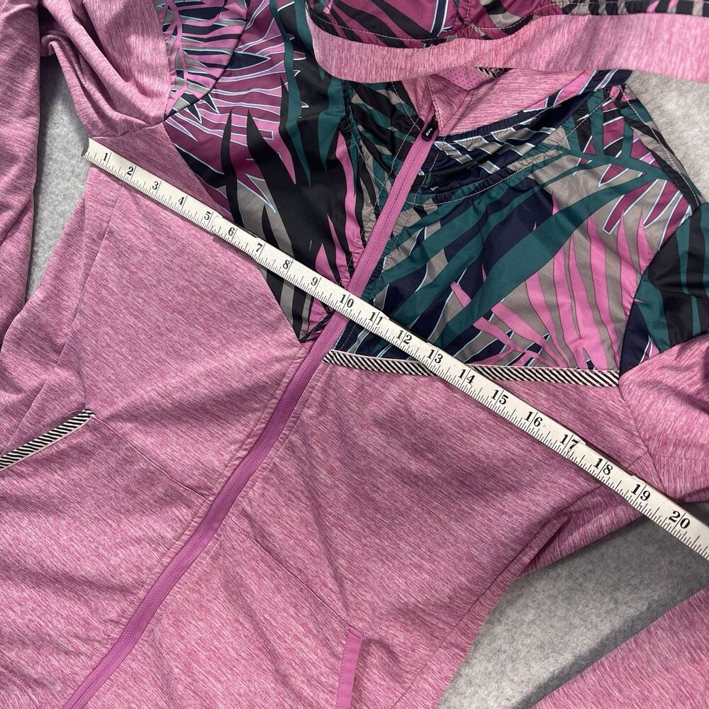 Women's Zoot Dawn Patrol full zip jacket Running Hoodie pink palm M - Picture 7 of 15